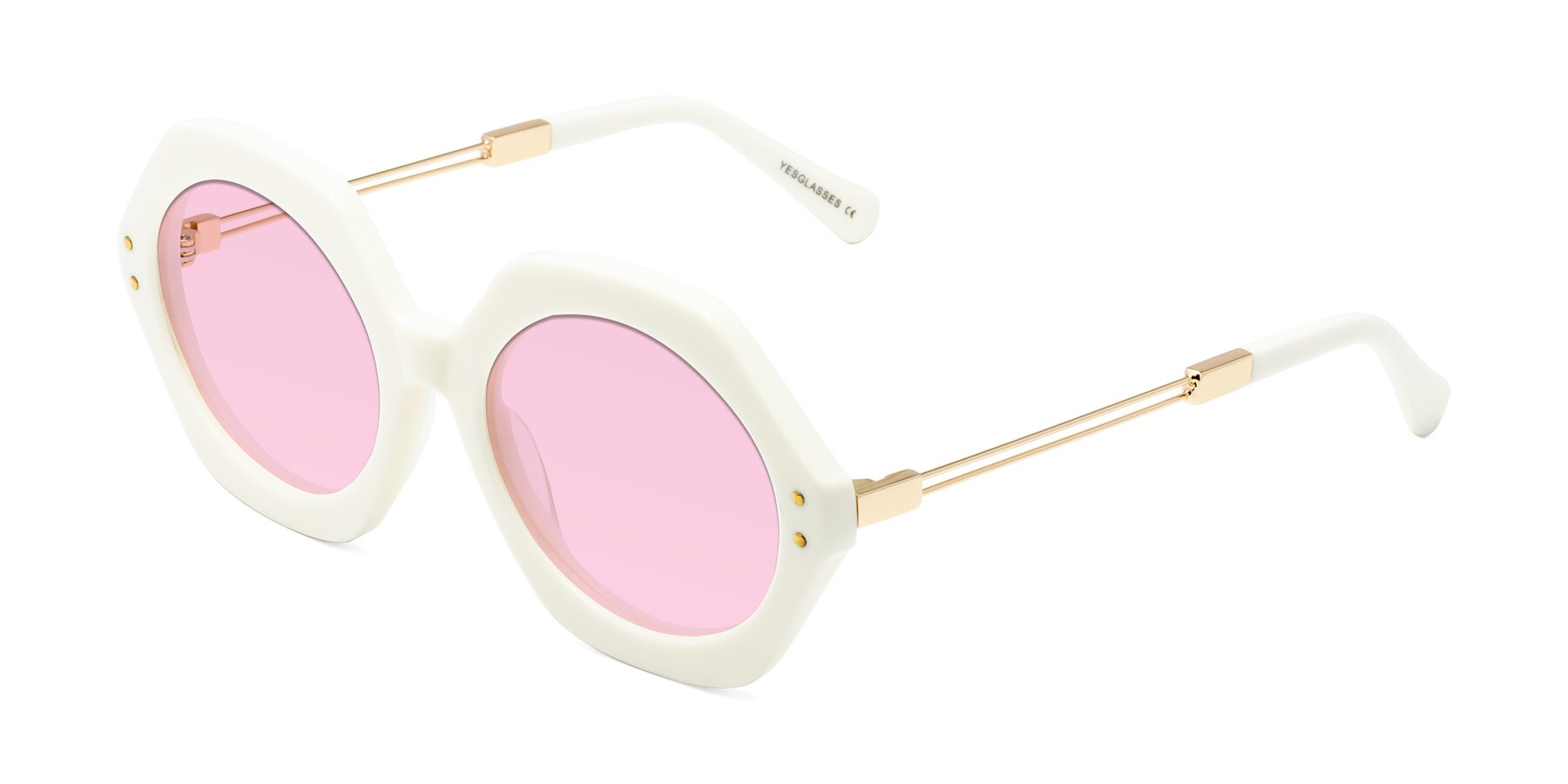 Angle of Skye in Ivory with Light Pink Tinted Lenses