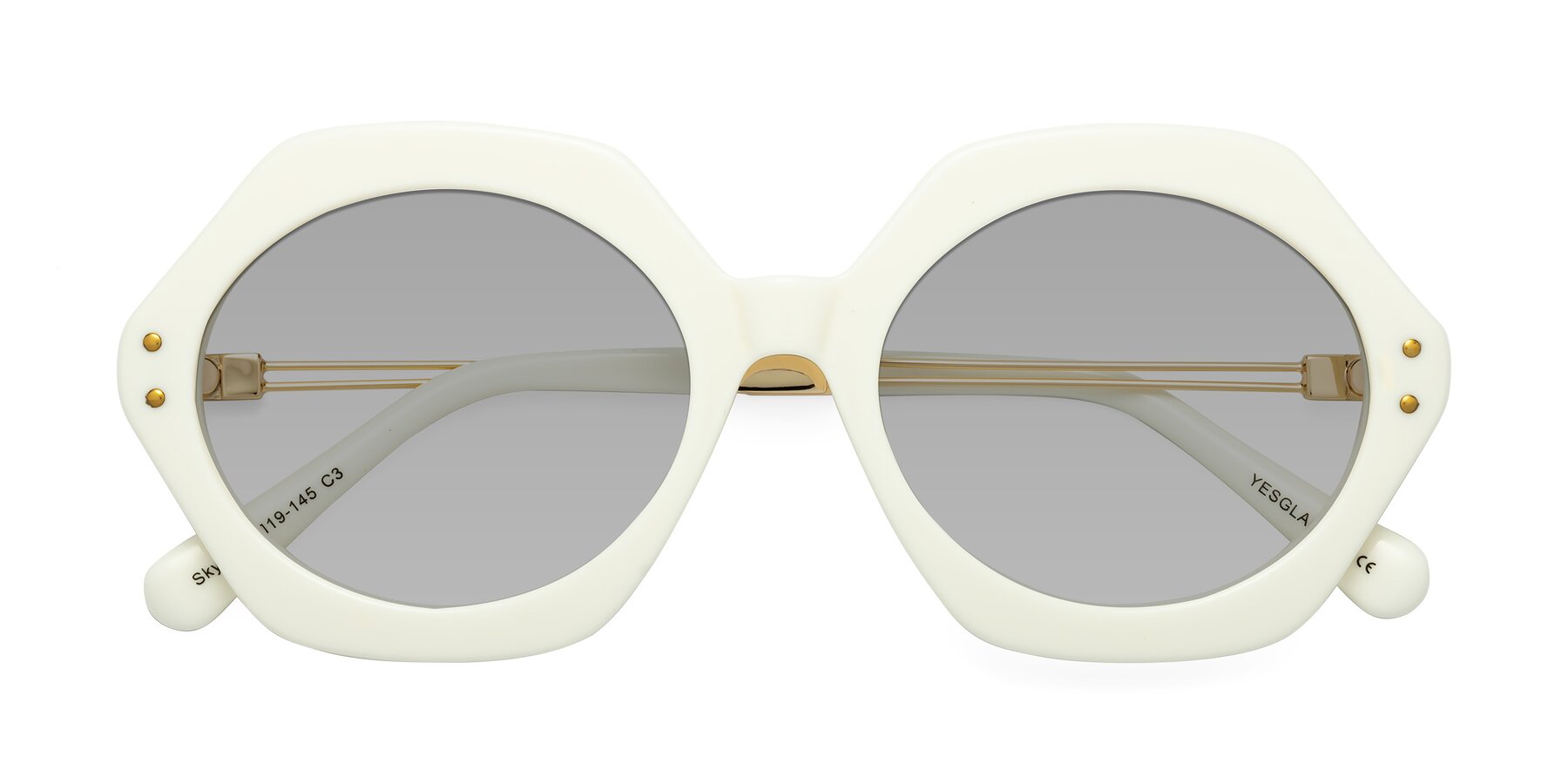 Folded Front of Skye in Ivory with Light Gray Tinted Lenses