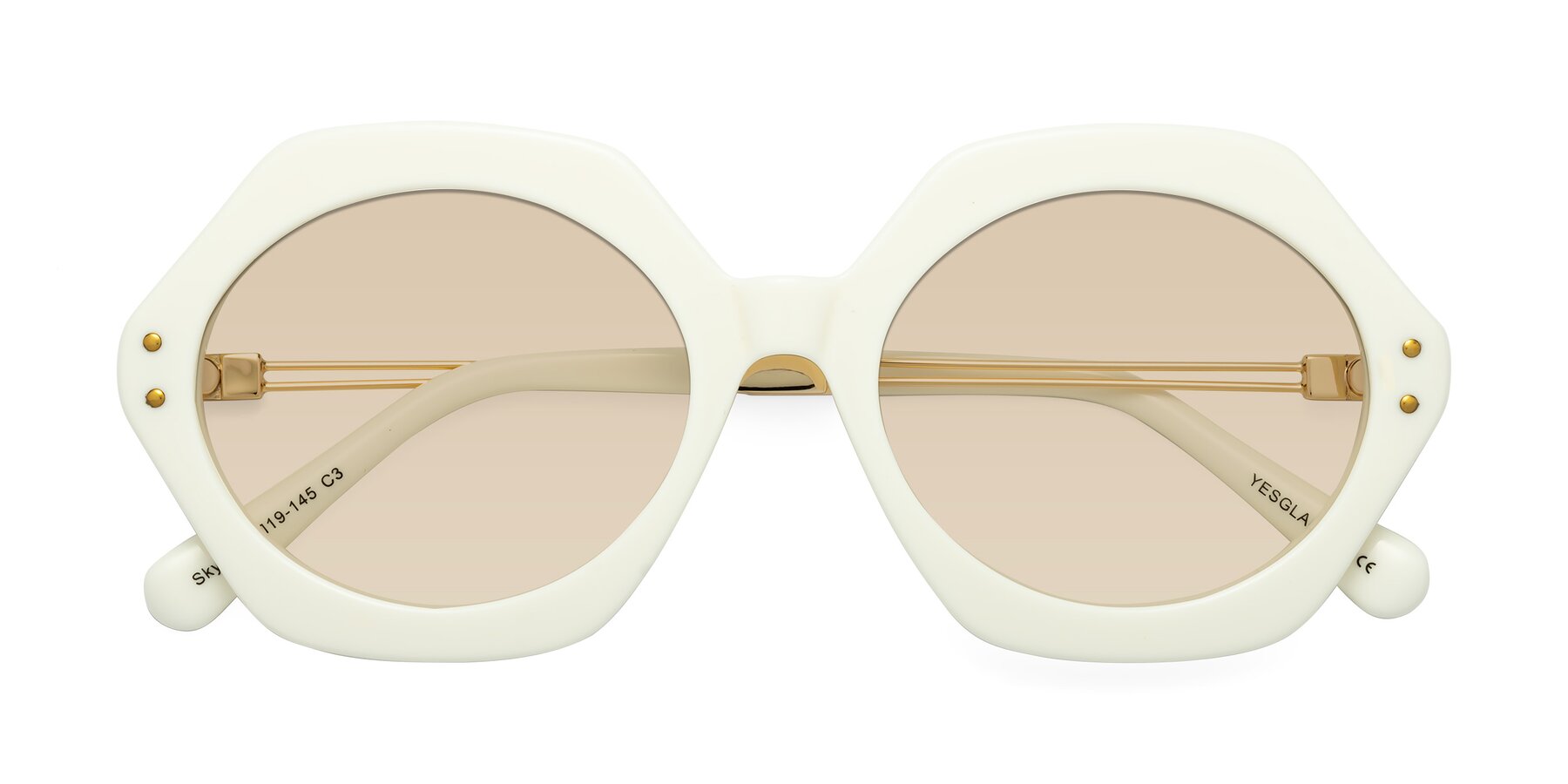 Folded Front of Skye in Ivory with Light Brown Tinted Lenses