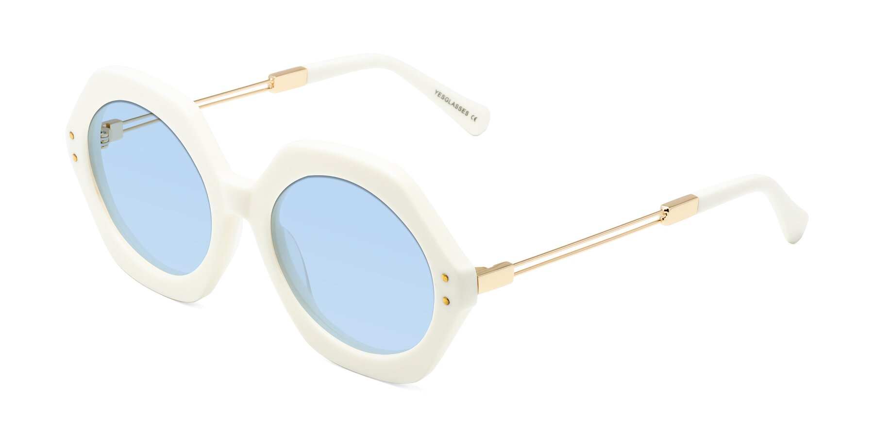 Angle of Skye in Ivory with Light Blue Tinted Lenses