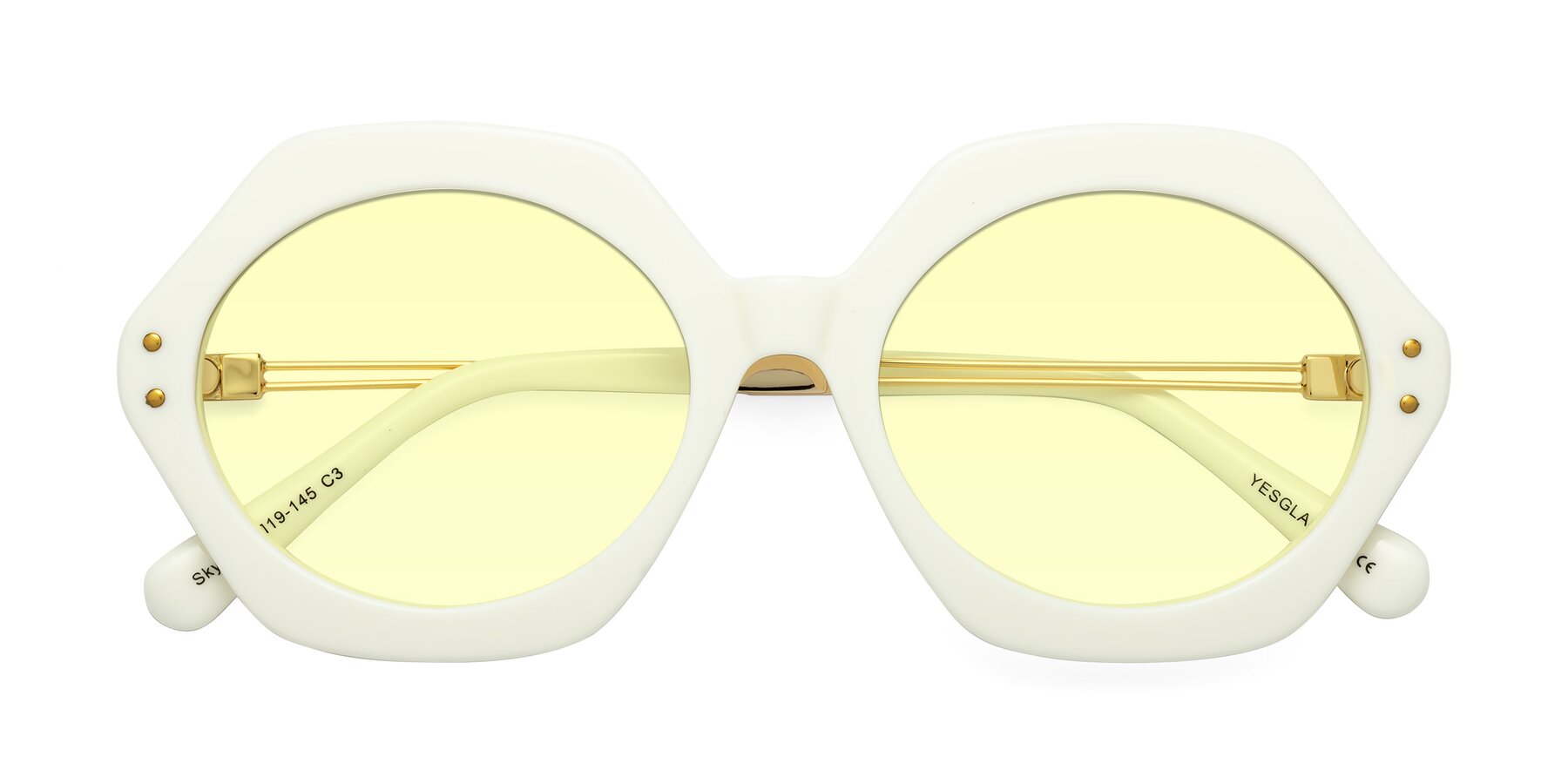 Folded Front of Skye in Ivory with Light Yellow Tinted Lenses