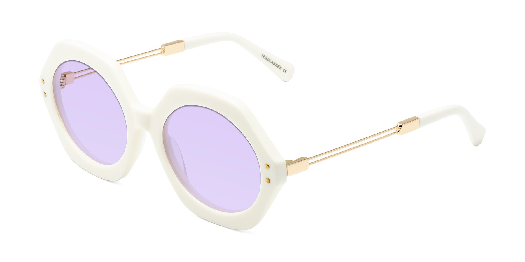 Angle of Skye in Ivory with Light Purple Tinted Lenses