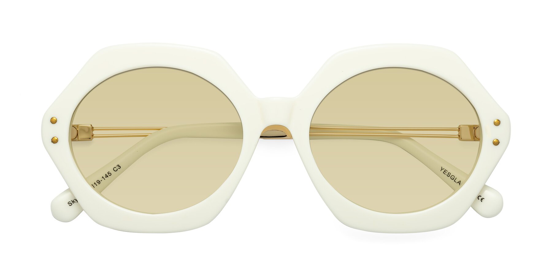 Folded Front of Skye in Ivory with Light Champagne Tinted Lenses