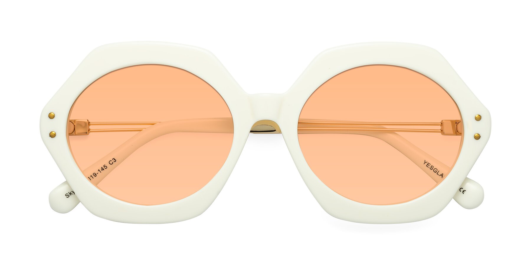 Folded Front of Skye in Ivory with Light Orange Tinted Lenses