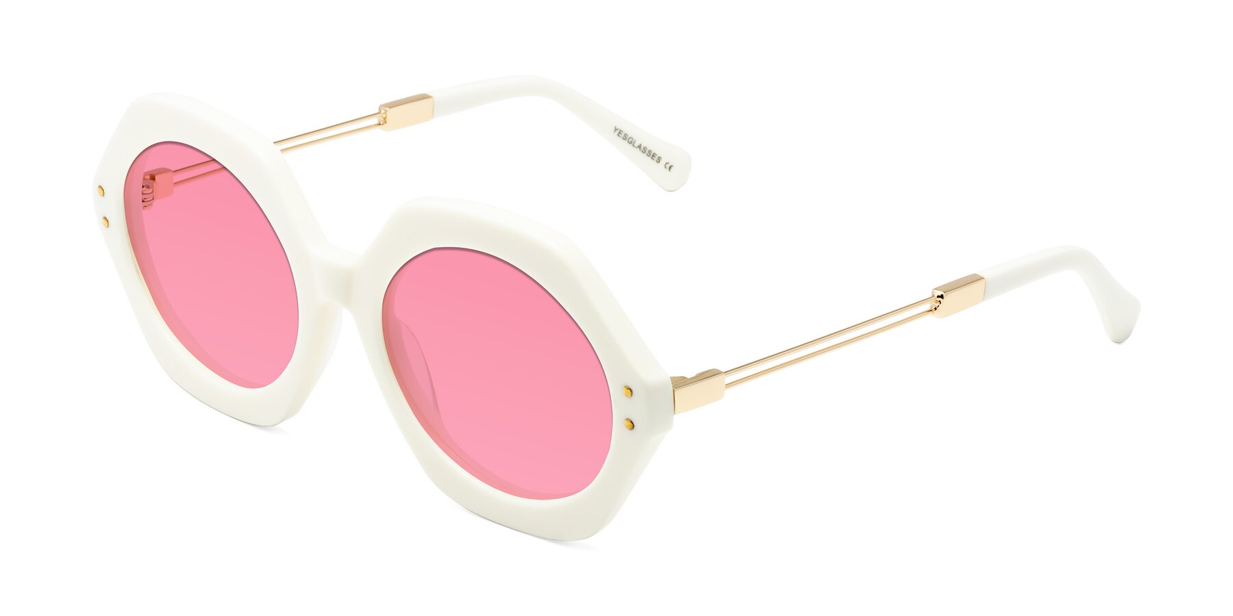 Angle of Skye in Ivory with Pink Tinted Lenses