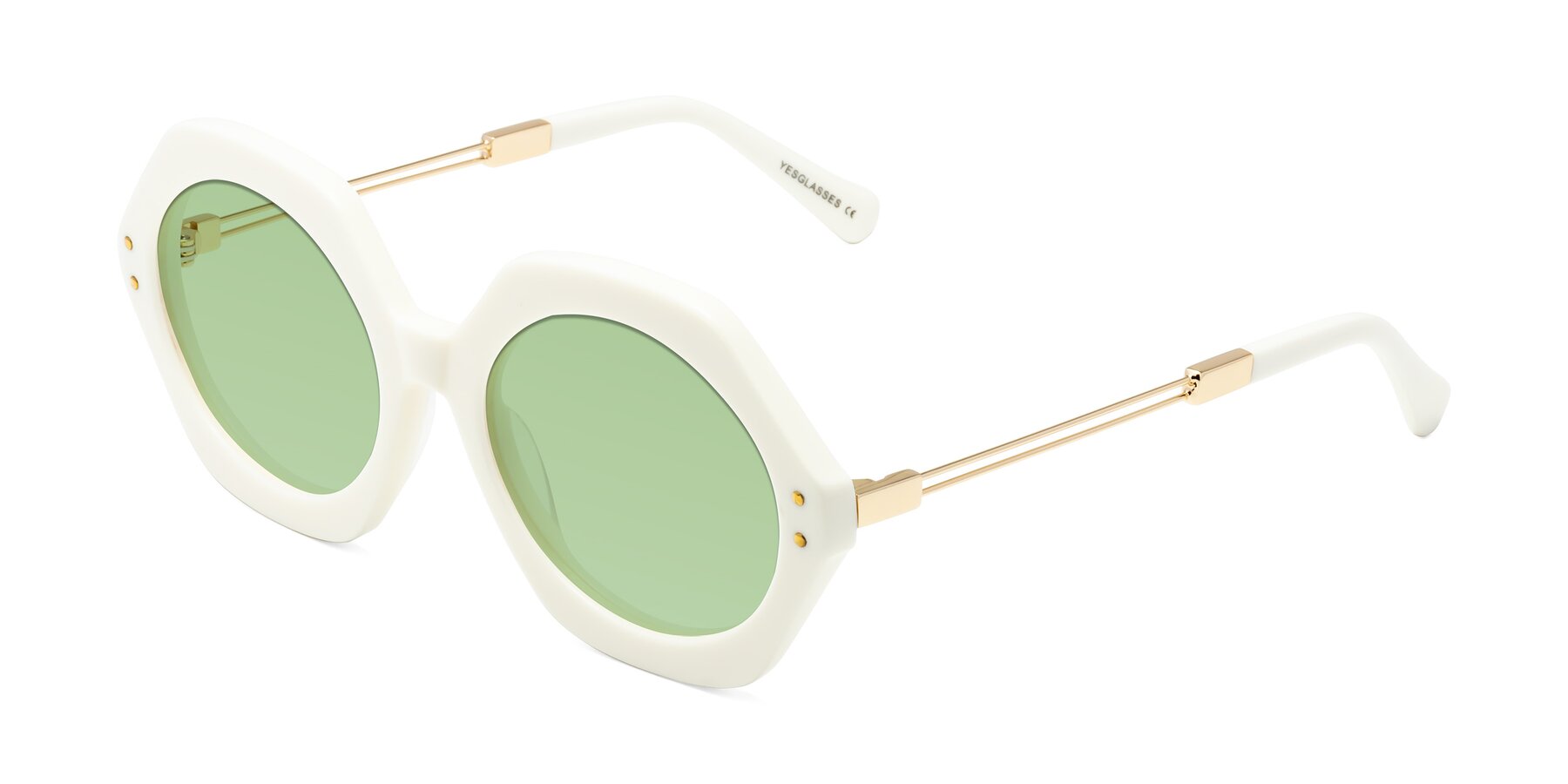 Angle of Skye in Ivory with Medium Green Tinted Lenses