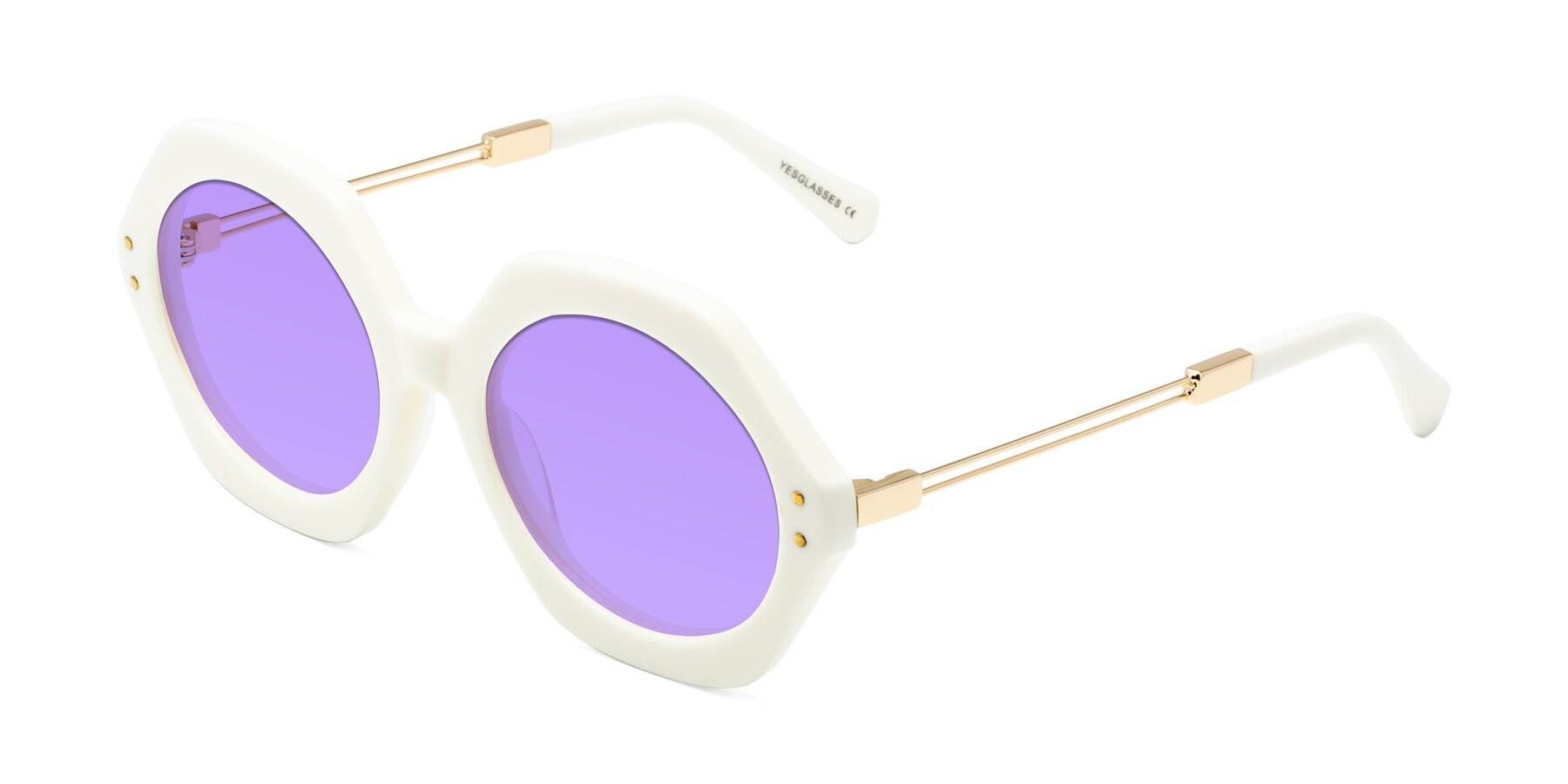 Angle of Skye in Ivory with Medium Purple Tinted Lenses