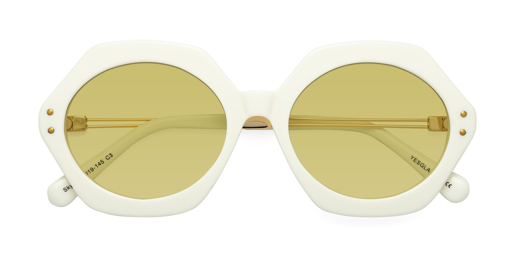 Folded Front of Skye in Ivory with Medium Champagne Tinted Lenses