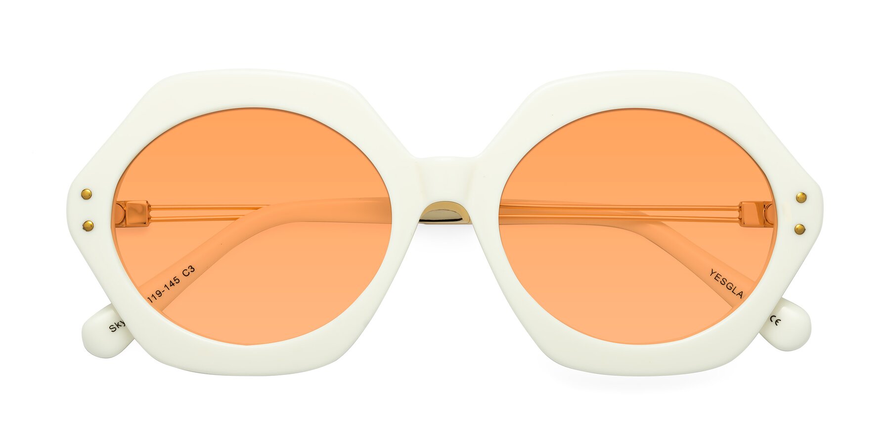 Folded Front of Skye in Ivory with Medium Orange Tinted Lenses