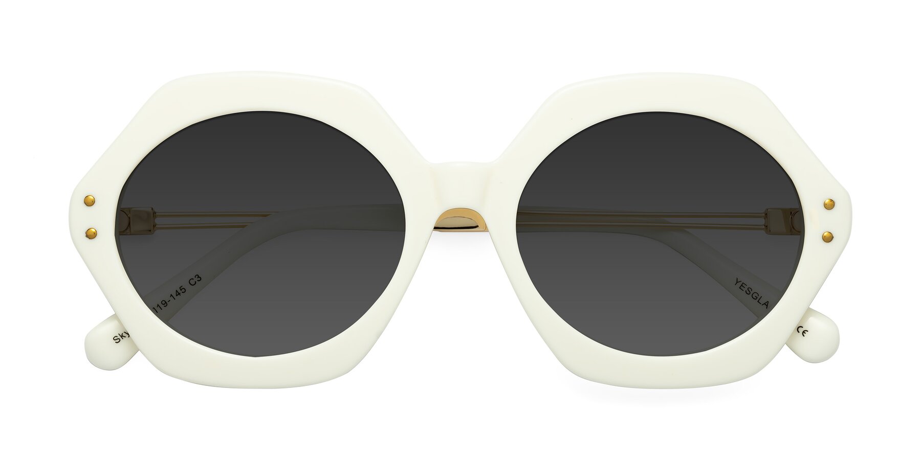 Folded Front of Skye in Ivory with Gray Tinted Lenses