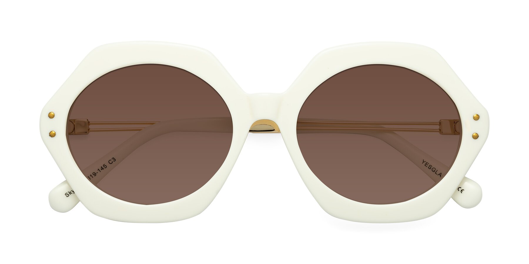 Folded Front of Skye in Ivory with Brown Tinted Lenses