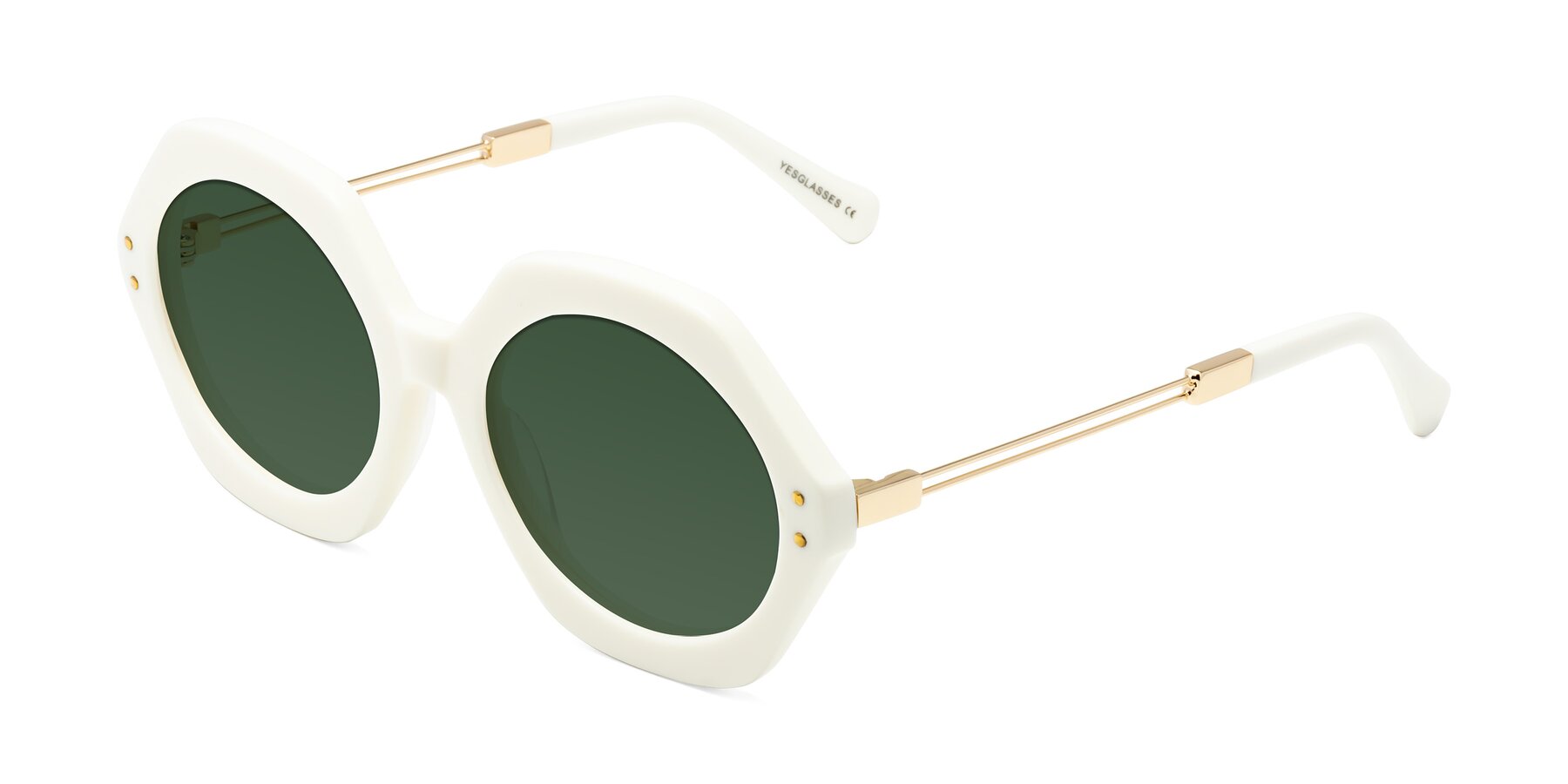 Angle of Skye in Ivory with Green Tinted Lenses