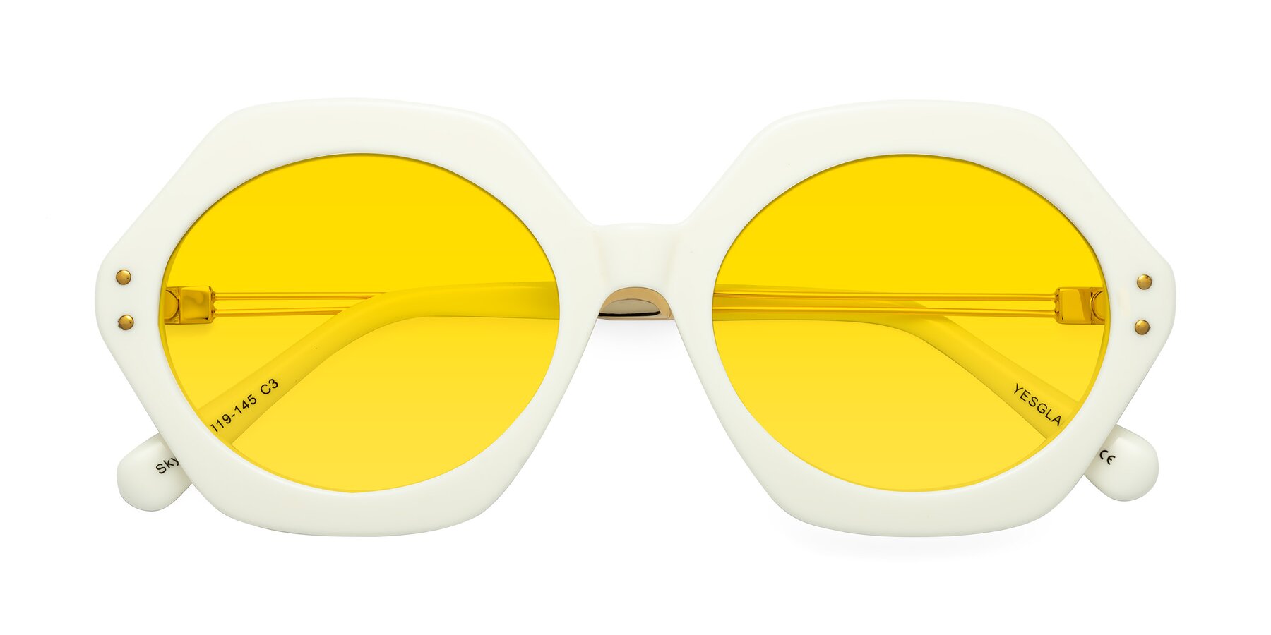 Folded Front of Skye in Ivory with Yellow Tinted Lenses