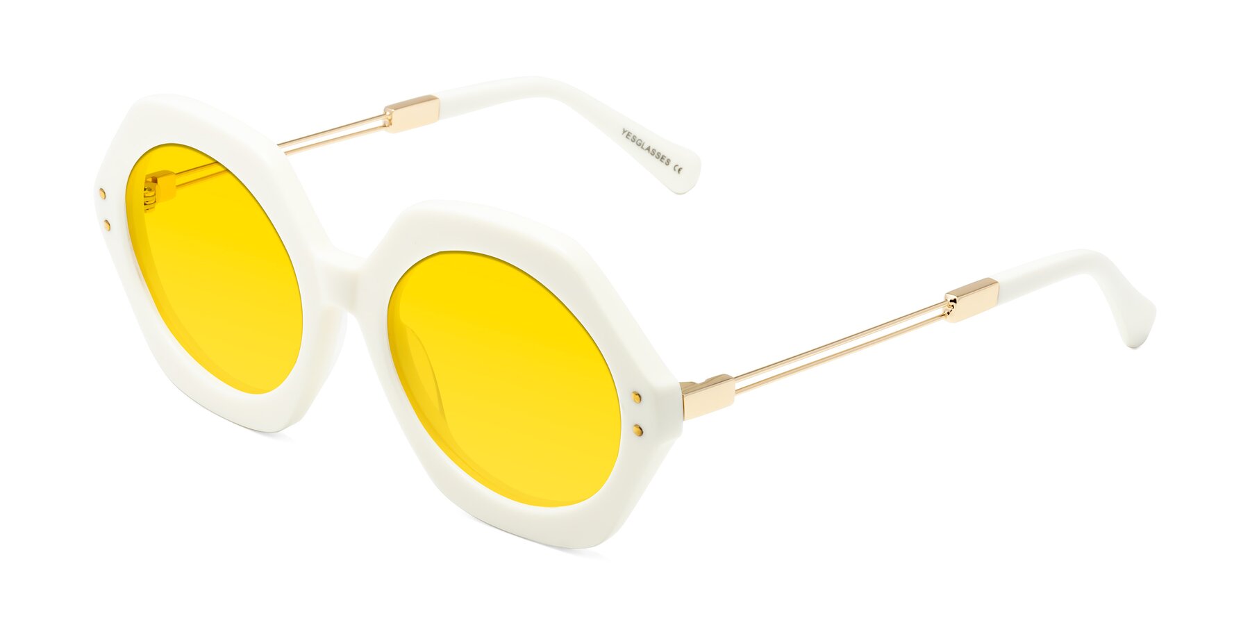 Angle of Skye in Ivory with Yellow Tinted Lenses