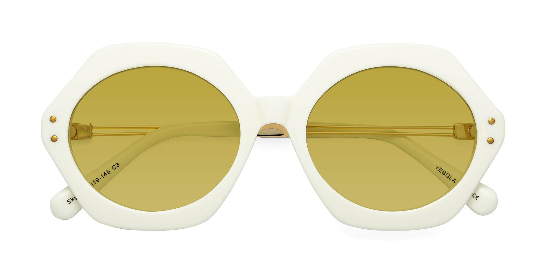 Folded Front of Skye in Ivory with Champagne Tinted Lenses