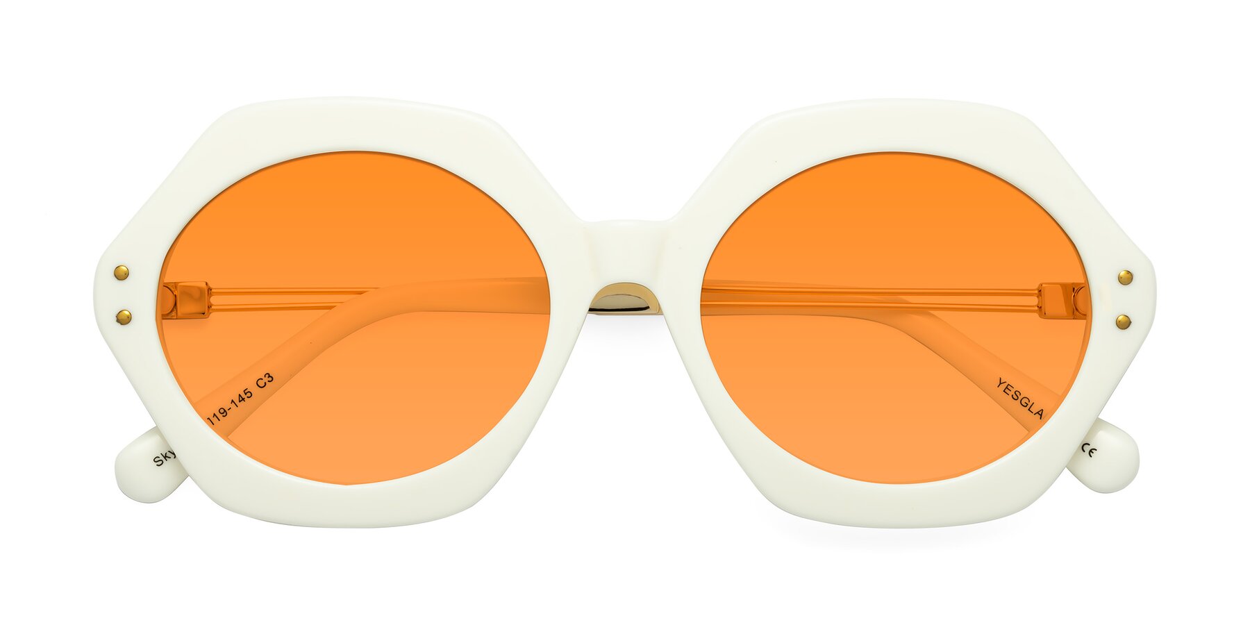 Folded Front of Skye in Ivory with Orange Tinted Lenses