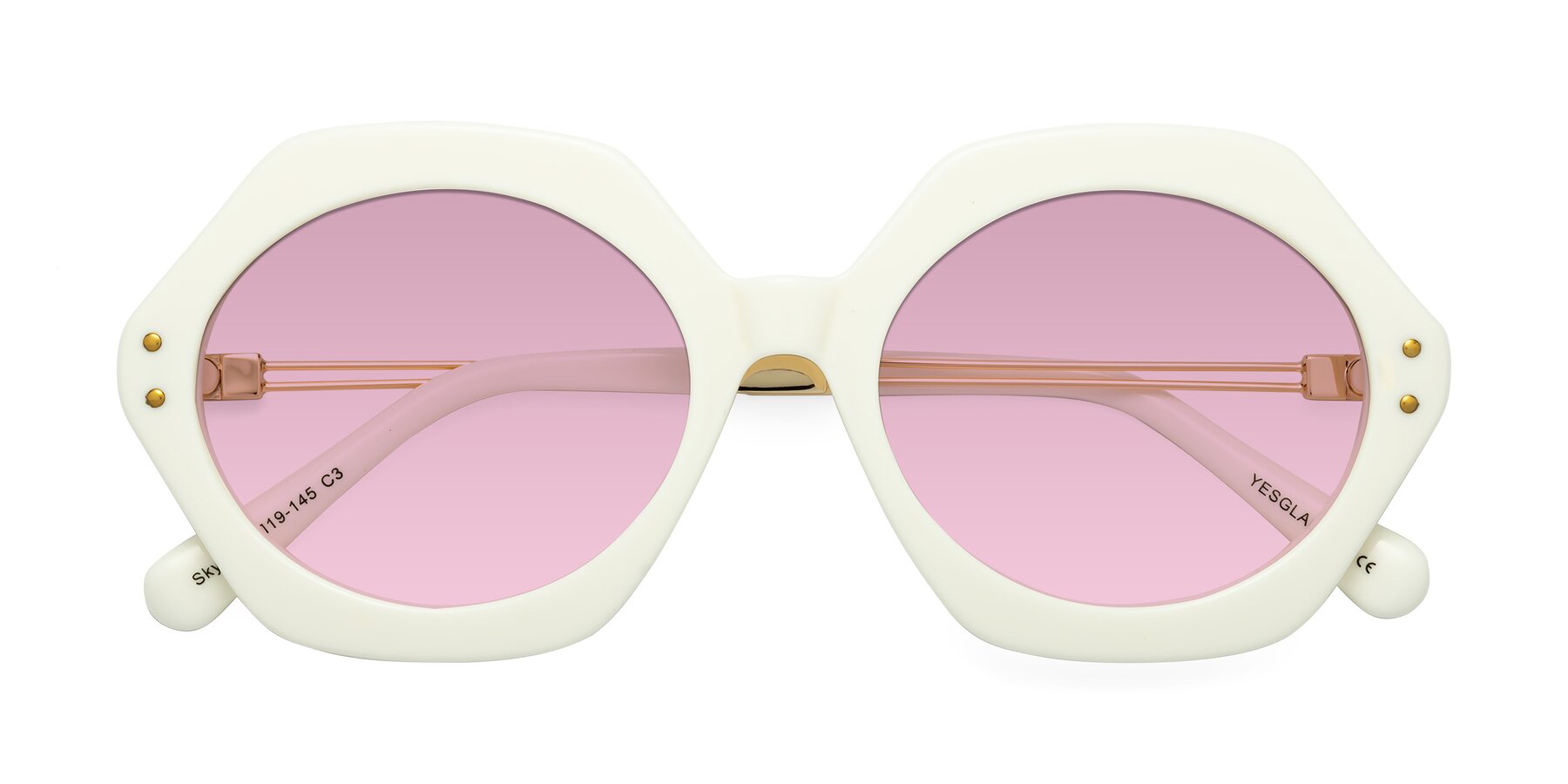 Folded Front of Skye in Ivory with Light Wine Tinted Lenses