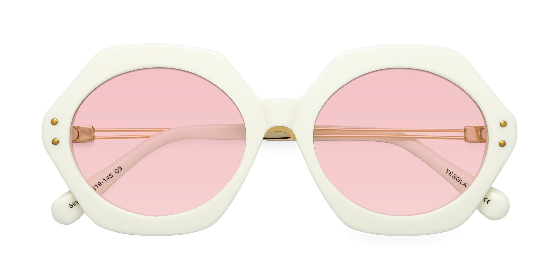 Folded Front of Skye in Ivory with Light Garnet Tinted Lenses