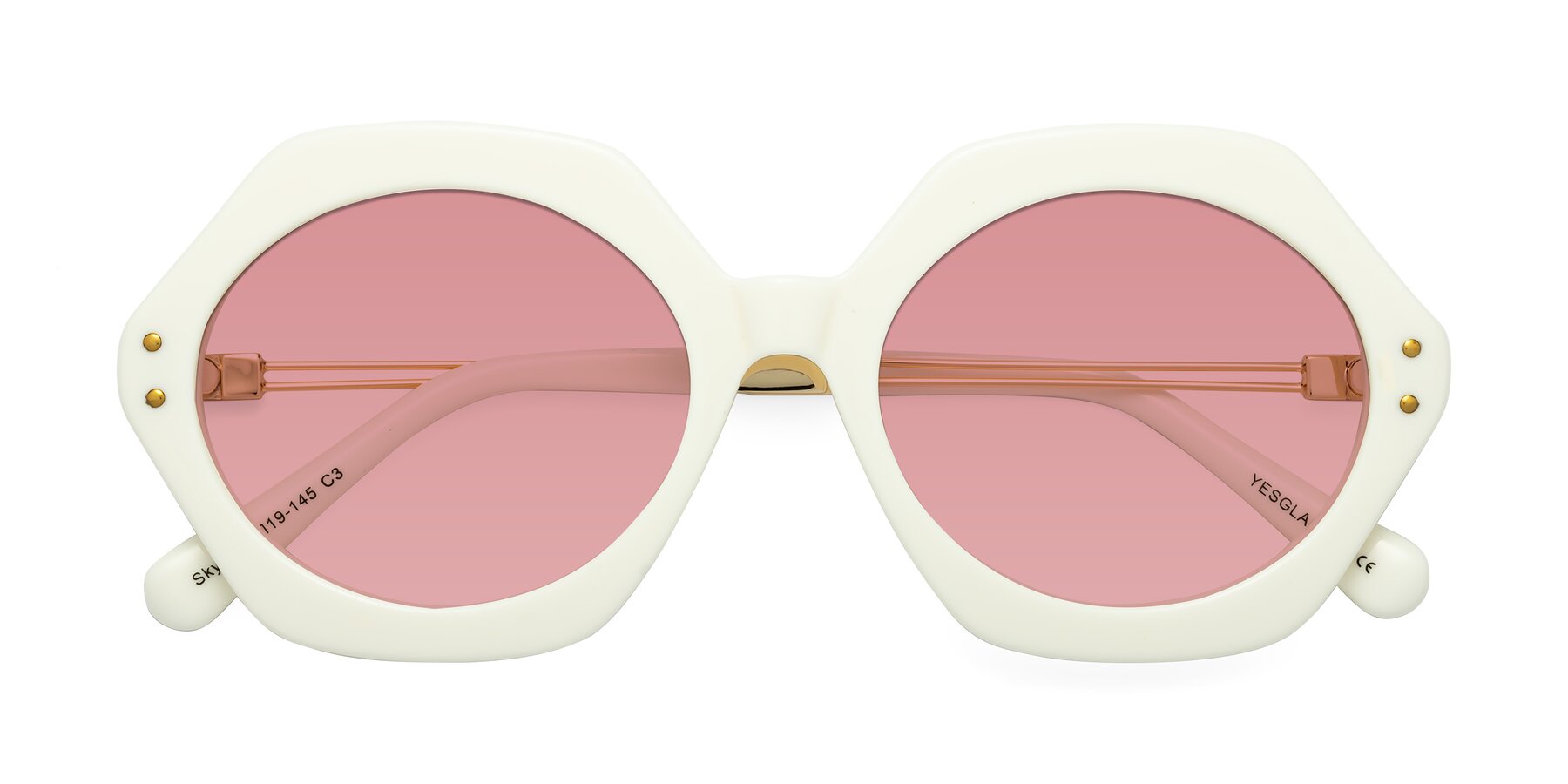 Folded Front of Skye in Ivory with Medium Garnet Tinted Lenses