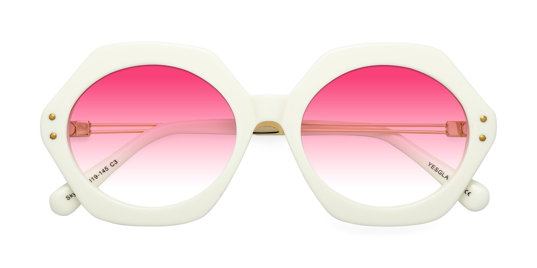 Folded Front of Skye in Ivory with Pink Gradient Lenses