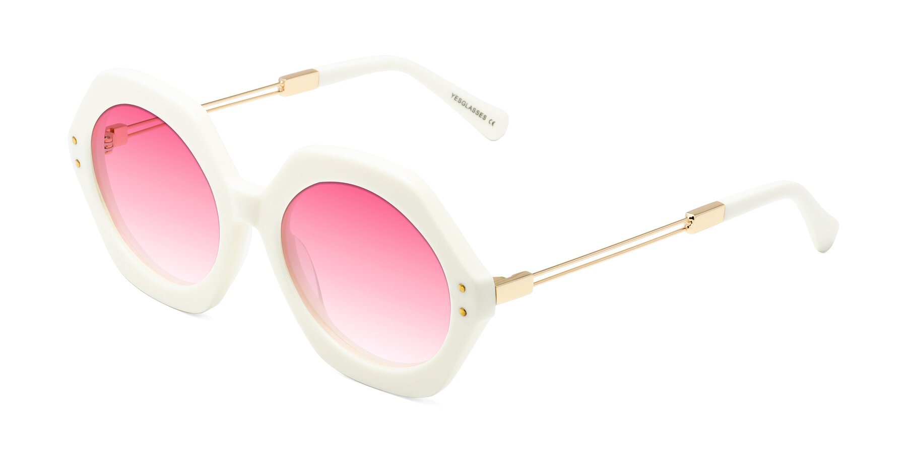 Angle of Skye in Ivory with Pink Gradient Lenses
