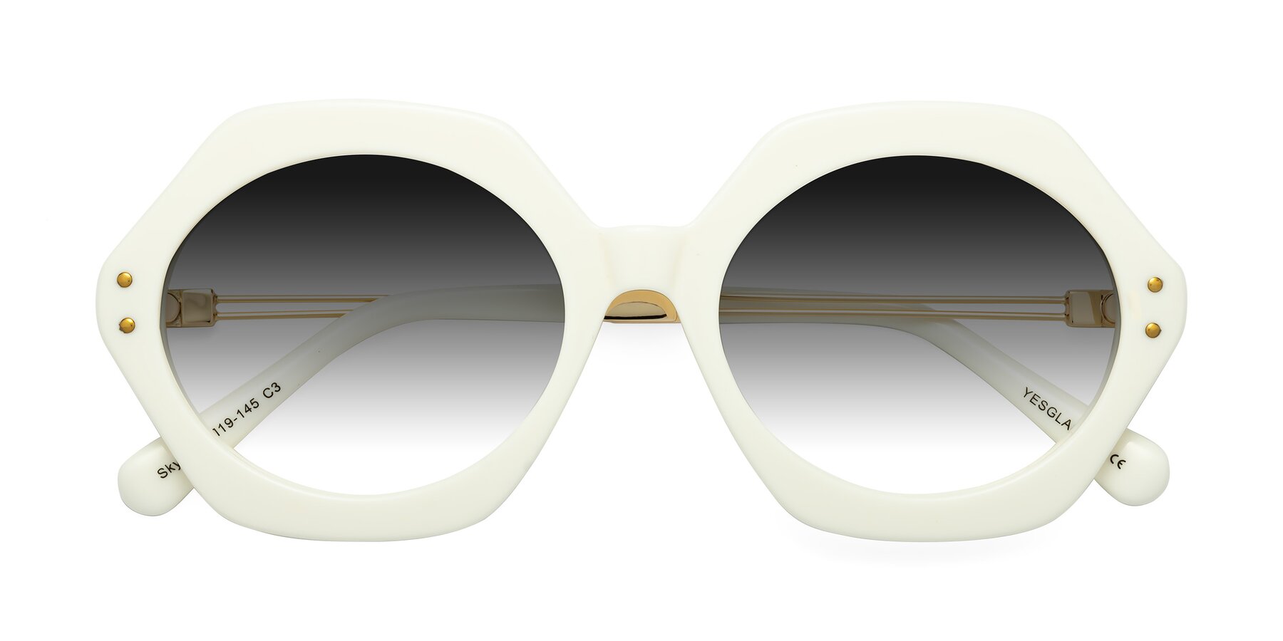 Folded Front of Skye in Ivory with Gray Gradient Lenses