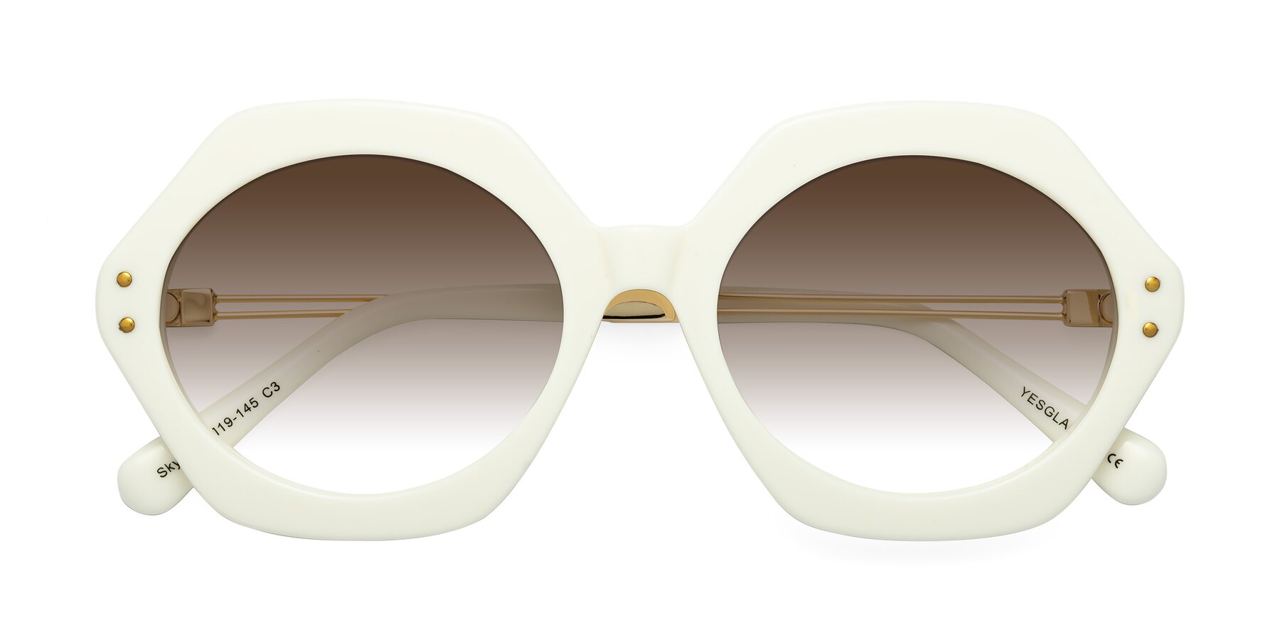 Folded Front of Skye in Ivory with Brown Gradient Lenses