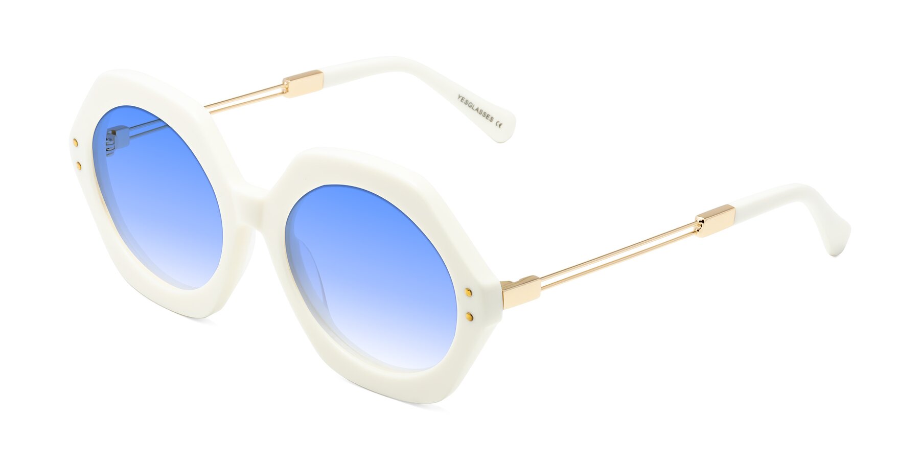 Angle of Skye in Ivory with Blue Gradient Lenses