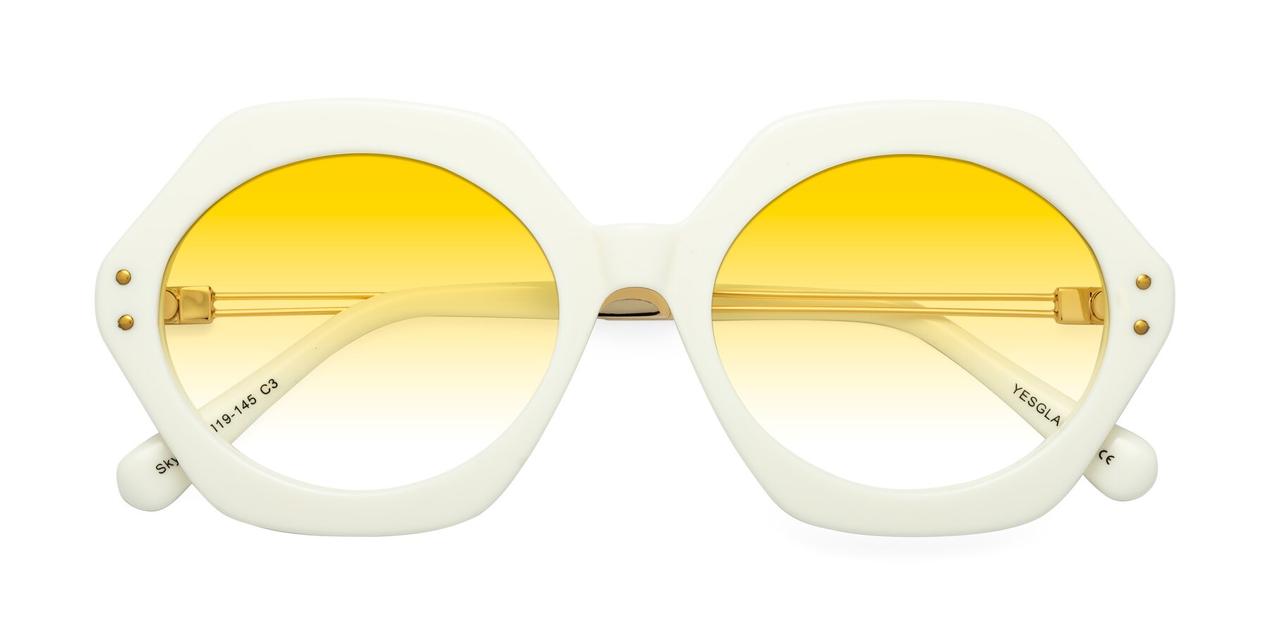 Folded Front of Skye in Ivory with Yellow Gradient Lenses