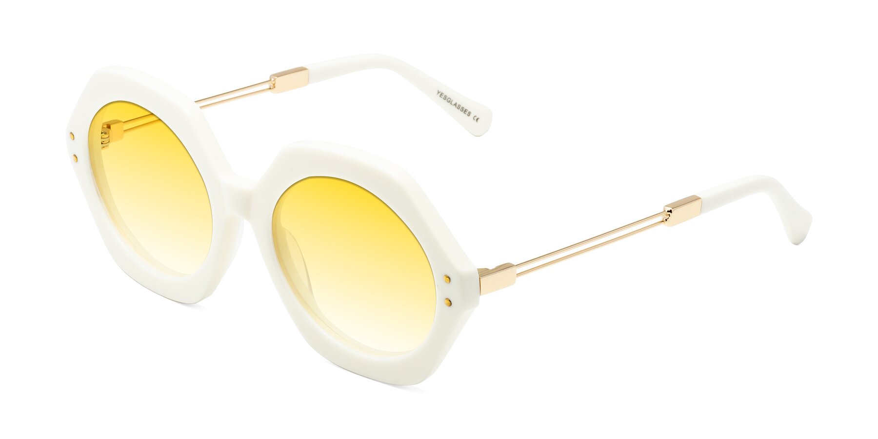 Angle of Skye in Ivory with Yellow Gradient Lenses