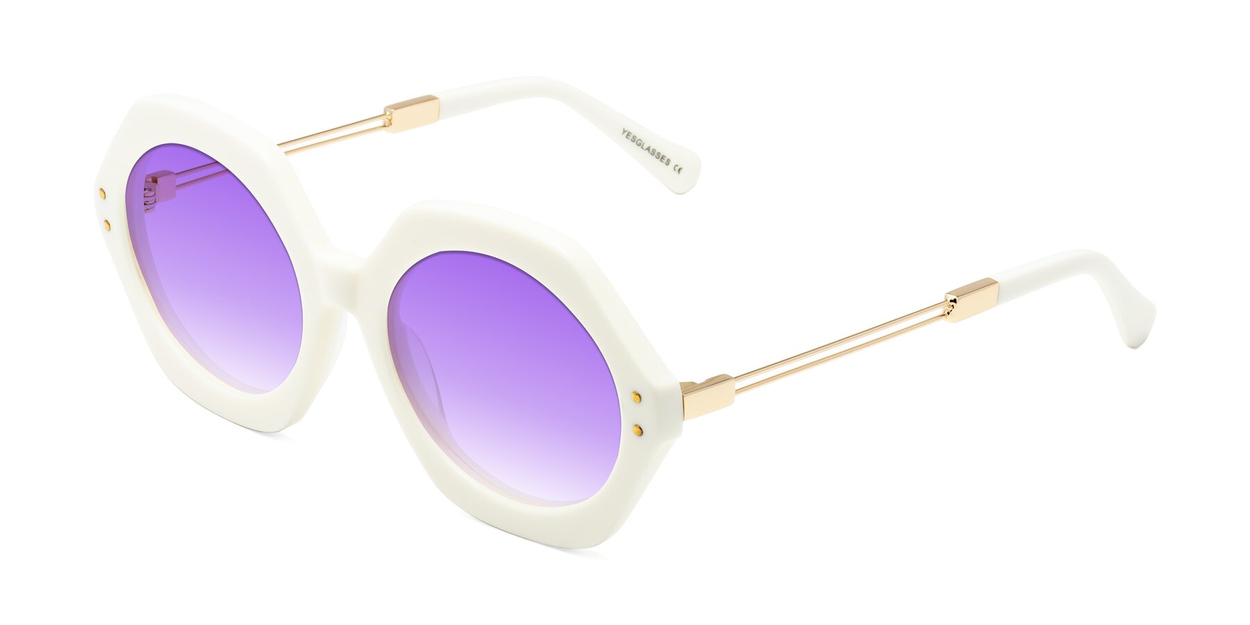 Angle of Skye in Ivory with Purple Gradient Lenses