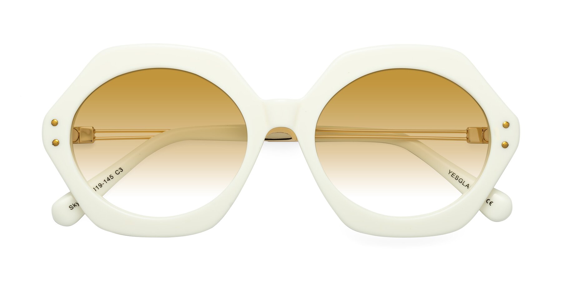 Folded Front of Skye in Ivory with Champagne Gradient Lenses