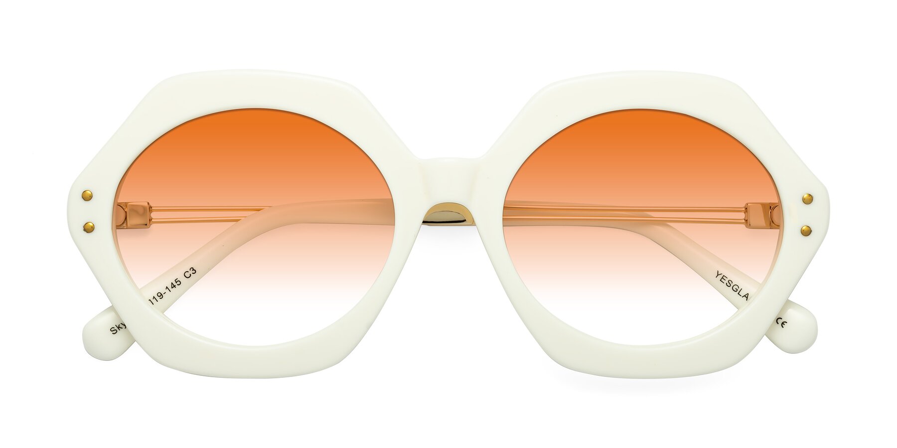 Folded Front of Skye in Ivory with Orange Gradient Lenses