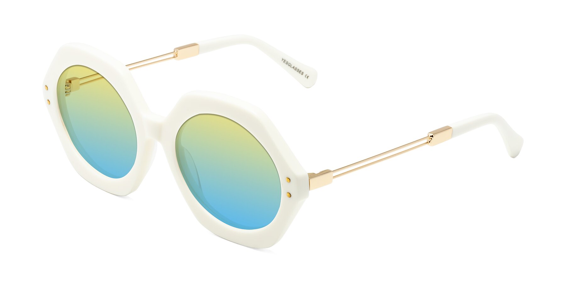 Angle of Skye in Ivory with Yellow / Blue Gradient Lenses