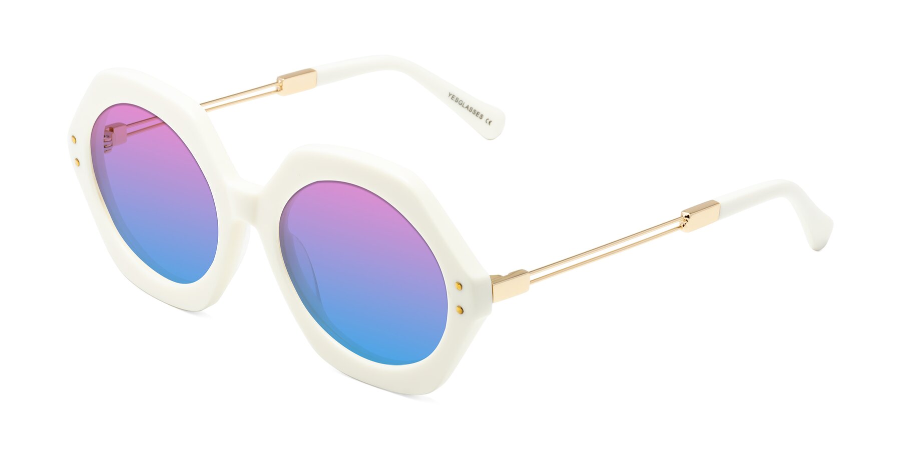 Angle of Skye in Ivory with Pink / Blue Gradient Lenses