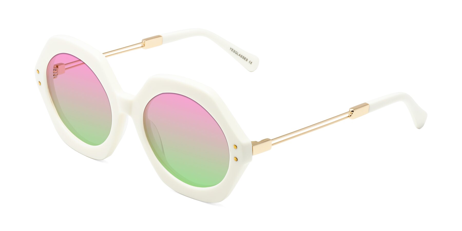 Angle of Skye in Ivory with Pink / Green Gradient Lenses