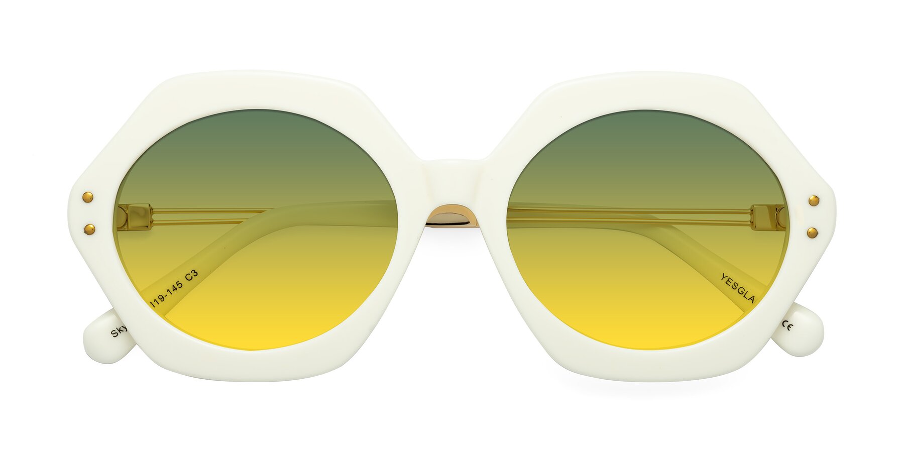 Folded Front of Skye in Ivory with Green / Yellow Gradient Lenses