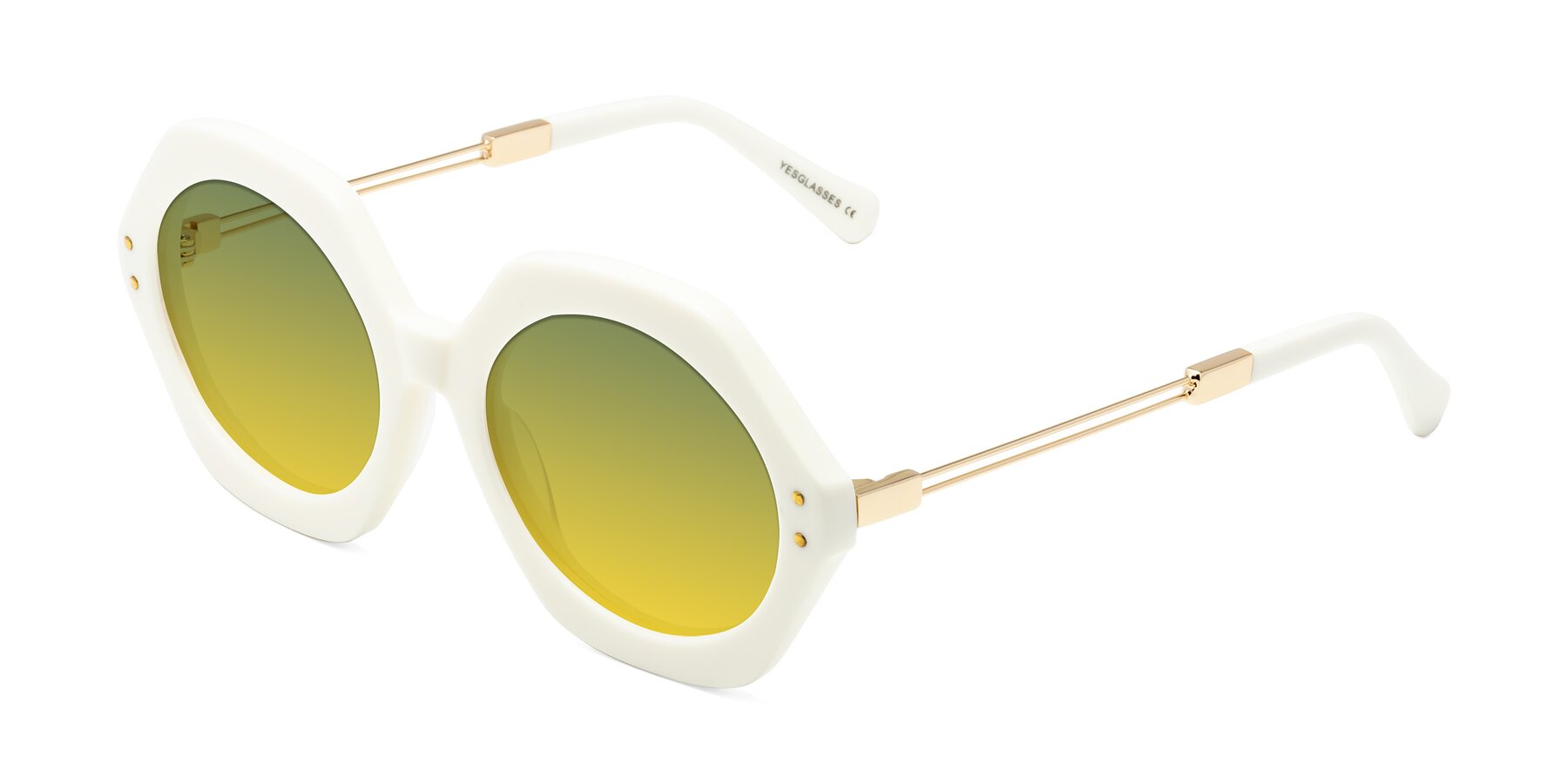 Angle of Skye in Ivory with Green / Yellow Gradient Lenses