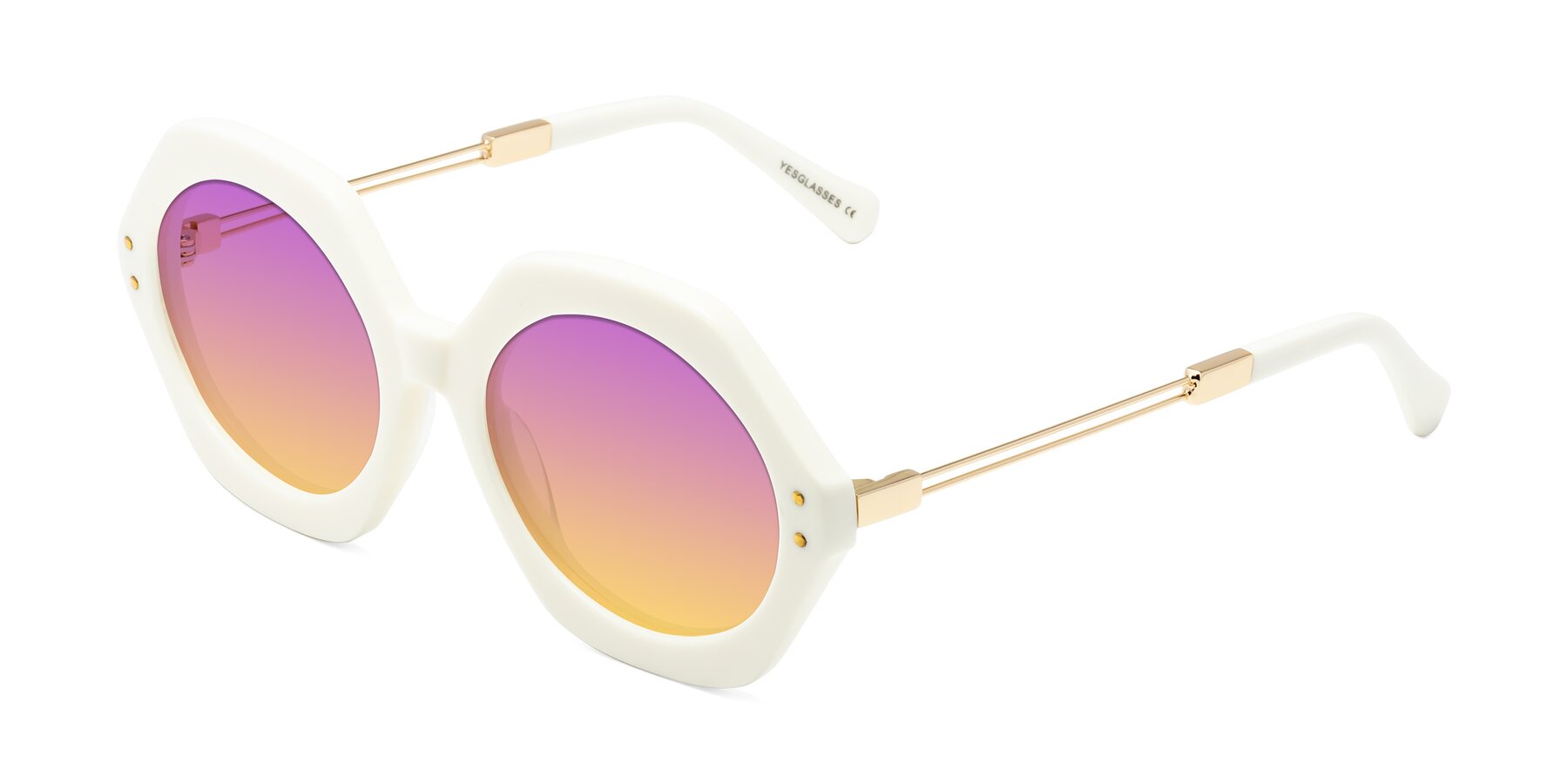 Angle of Skye in Ivory with Purple / Yellow Gradient Lenses