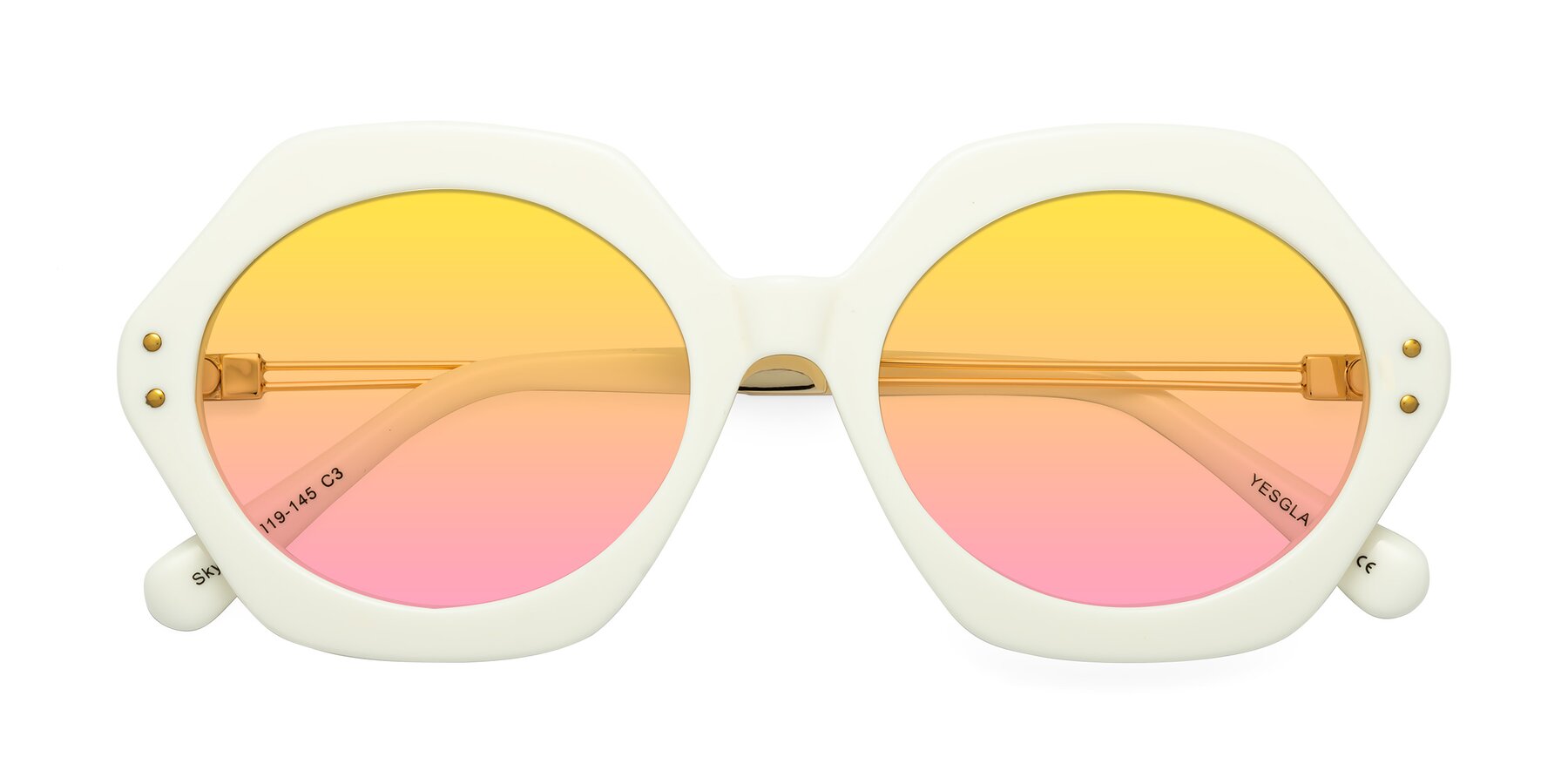 Folded Front of Skye in Ivory with Yellow / Pink Gradient Lenses