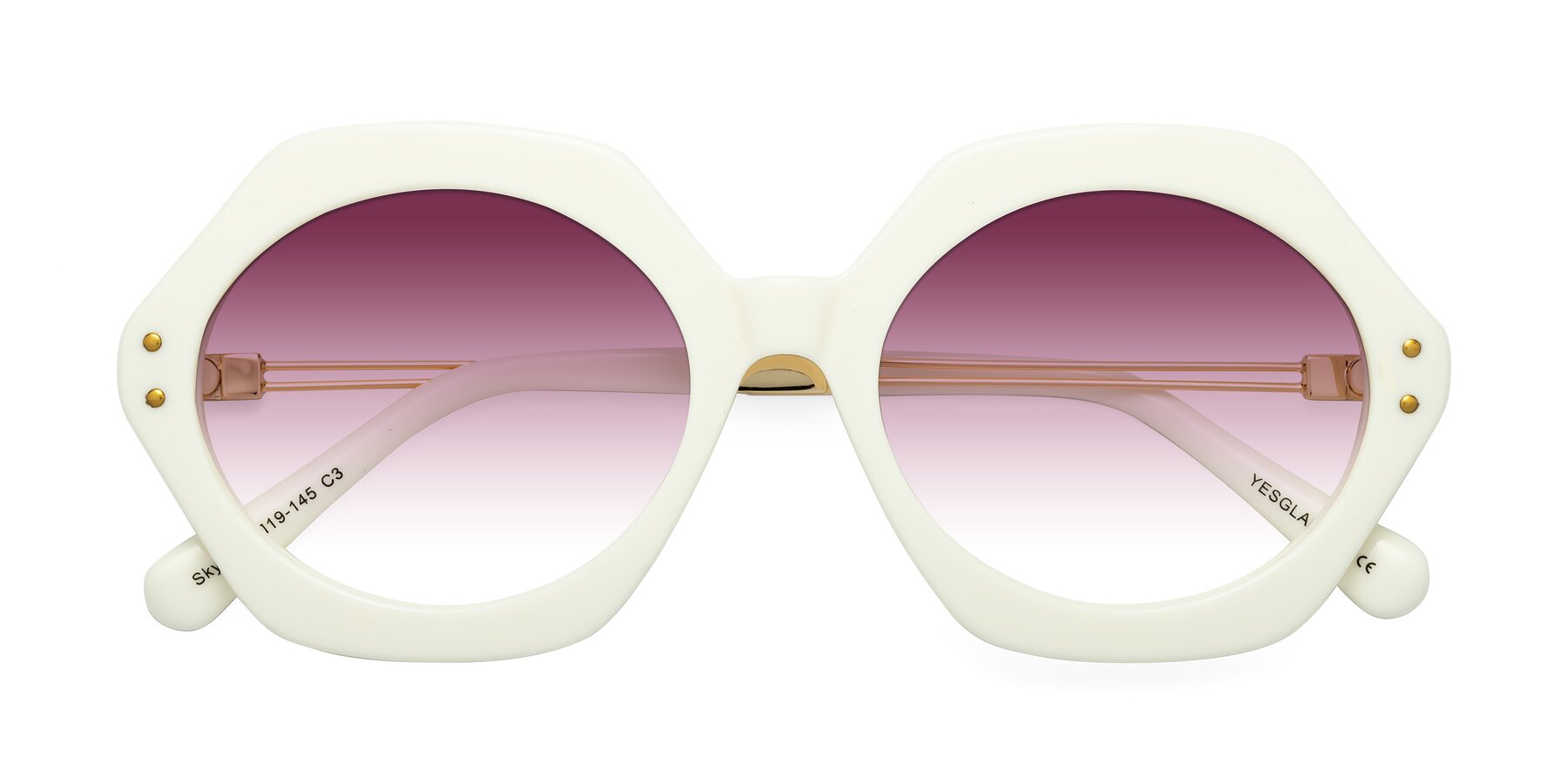 Folded Front of Skye in Ivory with Wine Gradient Lenses