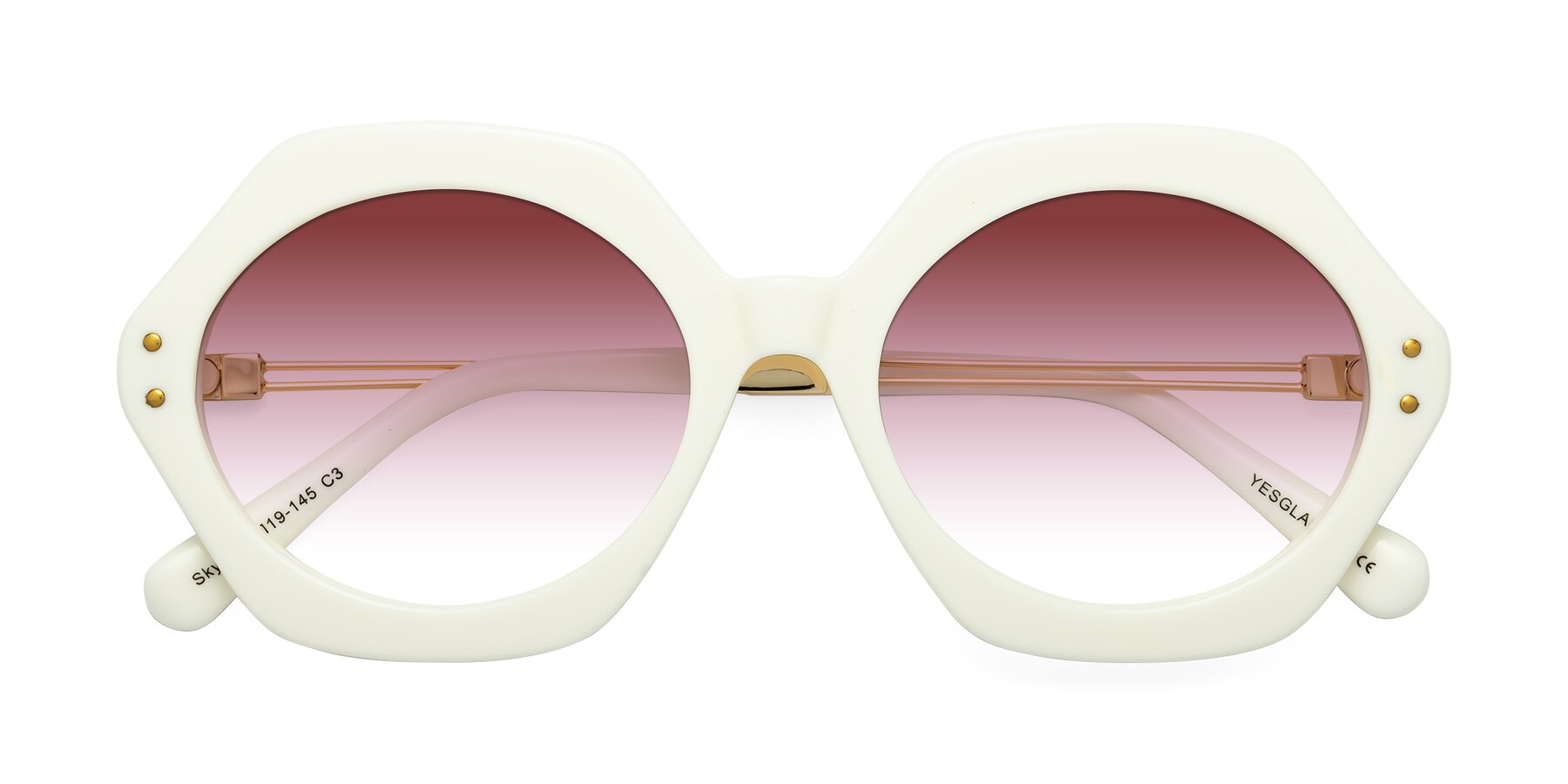 Folded Front of Skye in Ivory with Garnet Gradient Lenses