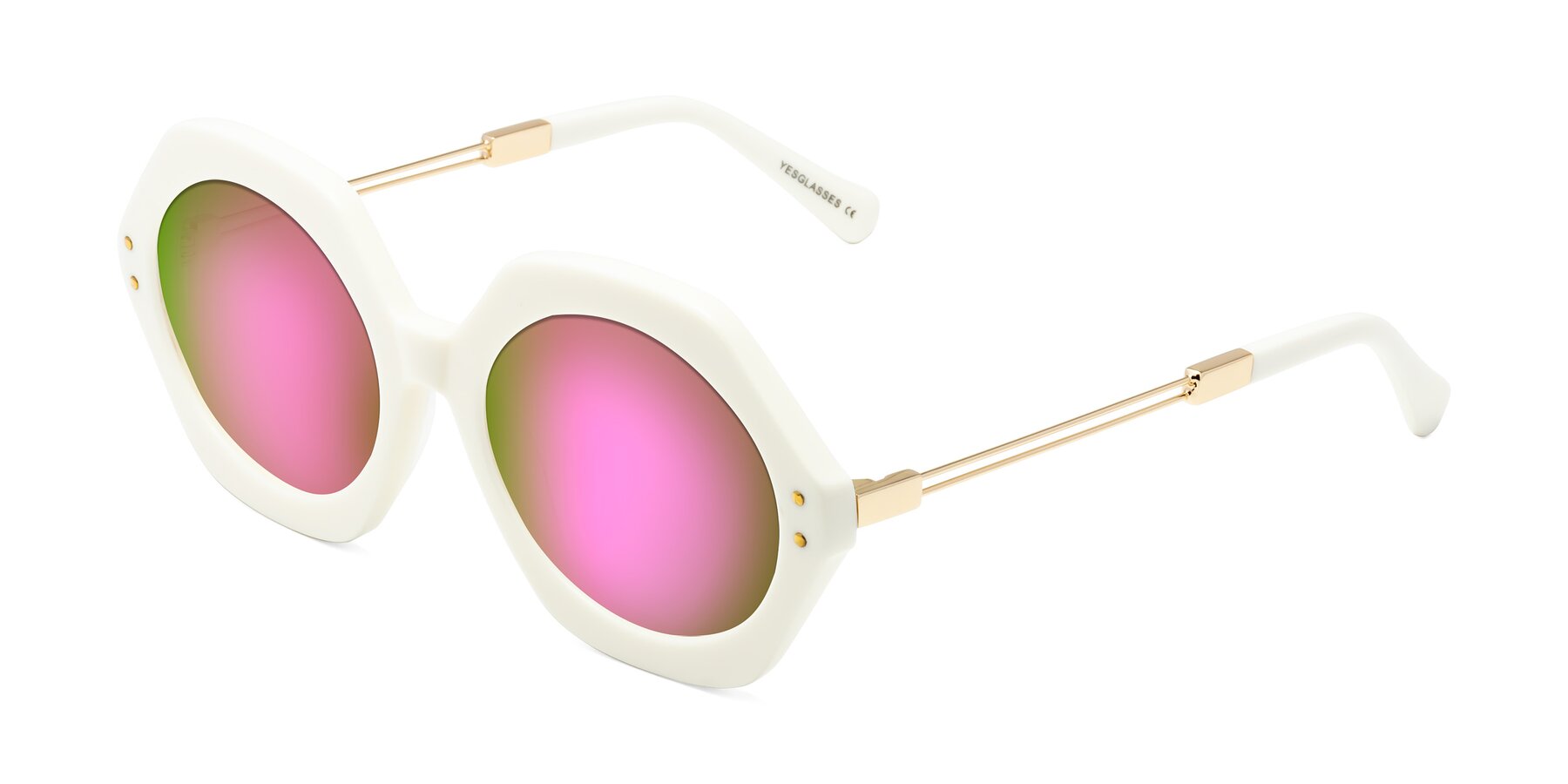 Angle of Skye in Ivory with Pink Mirrored Lenses