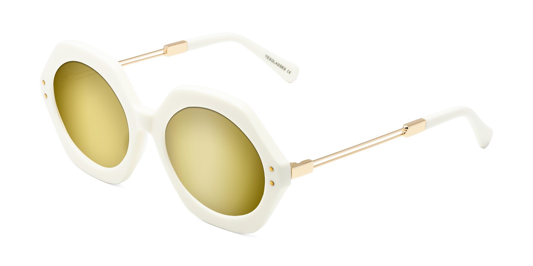 Angle of Skye in Ivory with Gold Mirrored Lenses