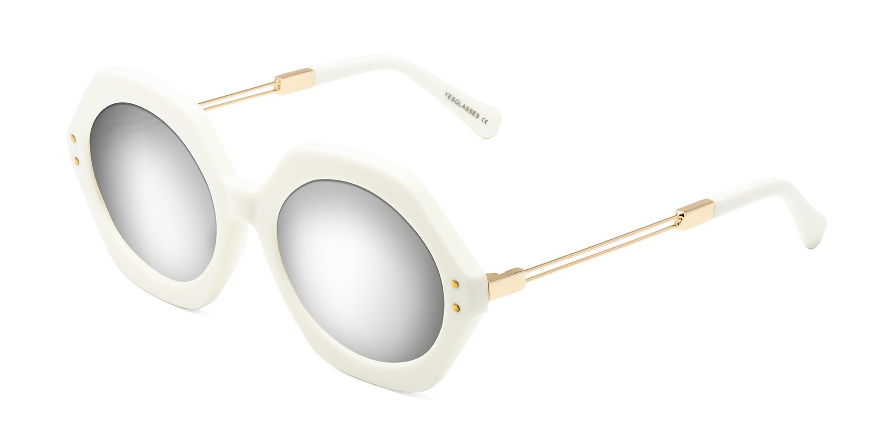 Angle of Skye in Ivory with Silver Mirrored Lenses