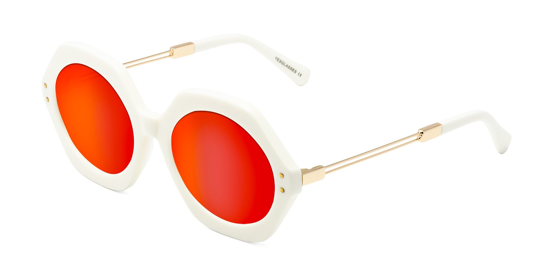 Angle of Skye in Ivory with Red Gold Mirrored Lenses