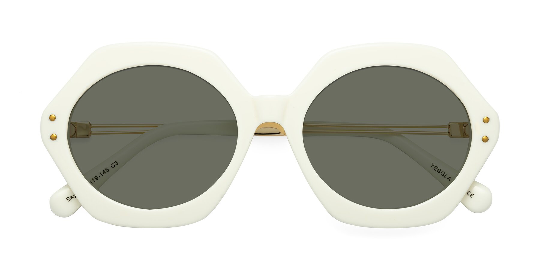 Folded Front of Skye in Ivory with Gray Polarized Lenses