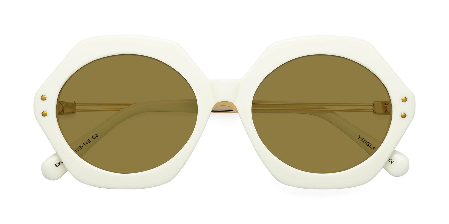 Folded Front of Skye in Ivory with Brown Polarized Lenses