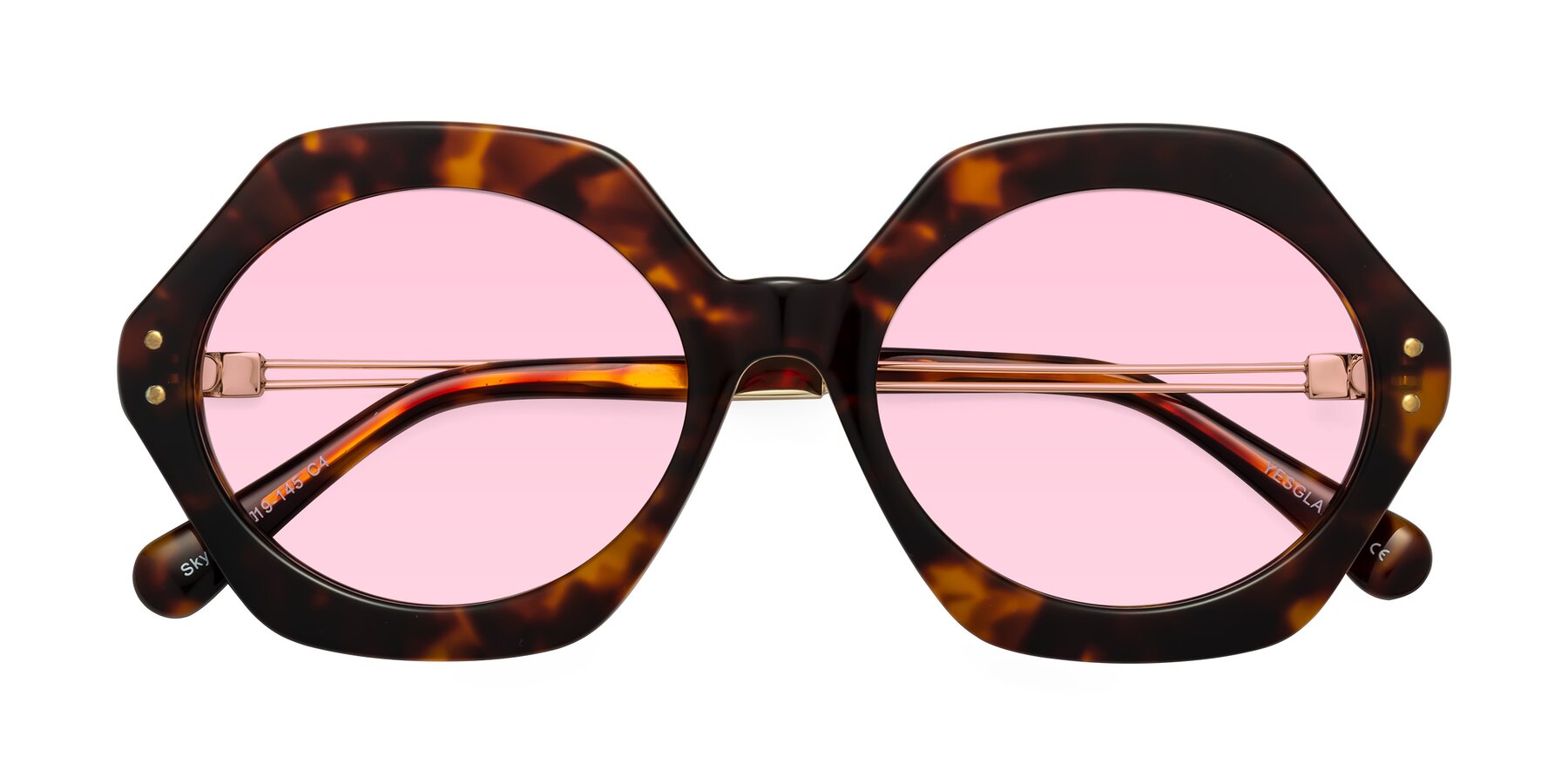 Folded Front of Skye in Tortoise with Light Pink Tinted Lenses