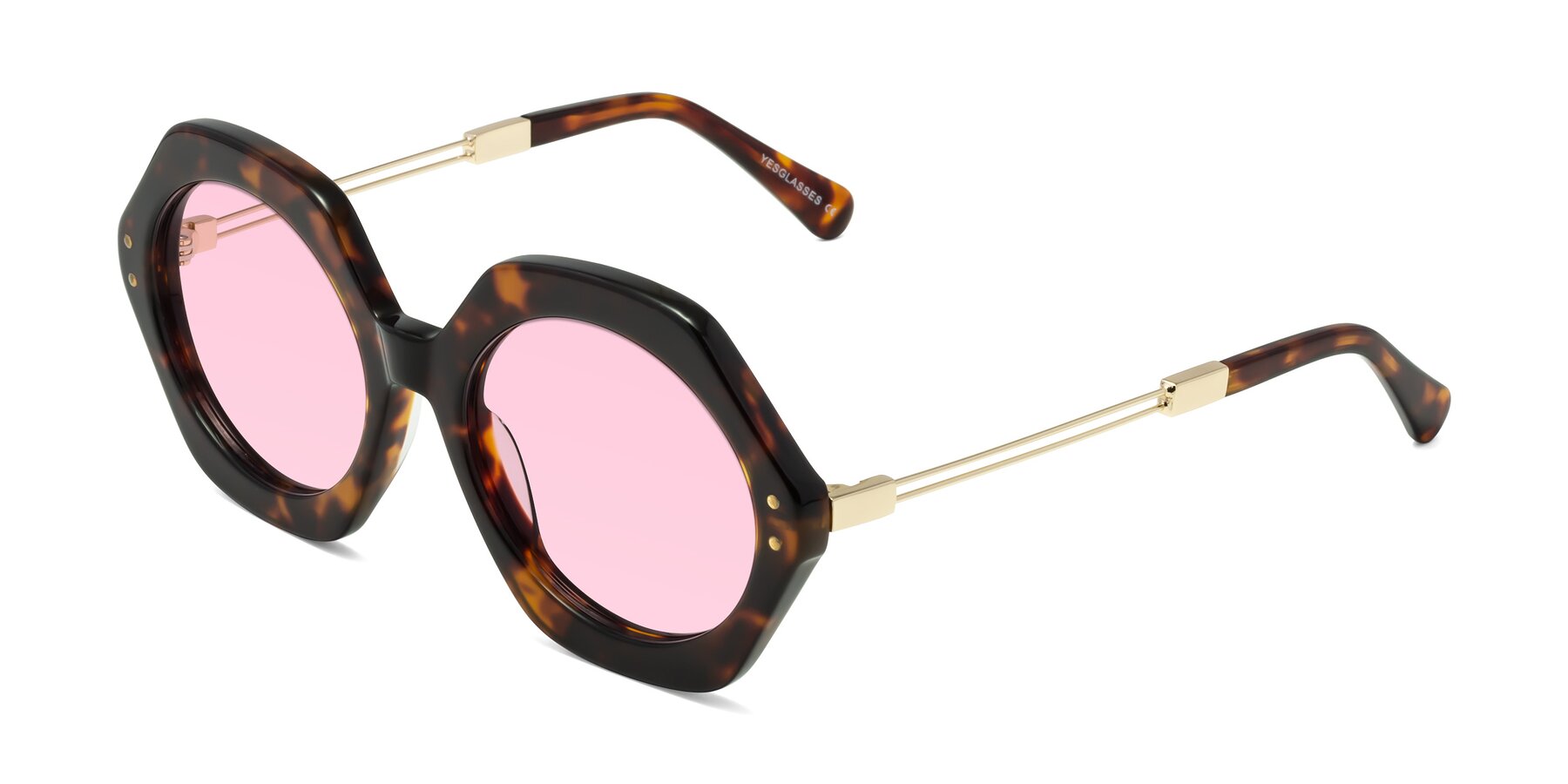 Angle of Skye in Tortoise with Light Pink Tinted Lenses